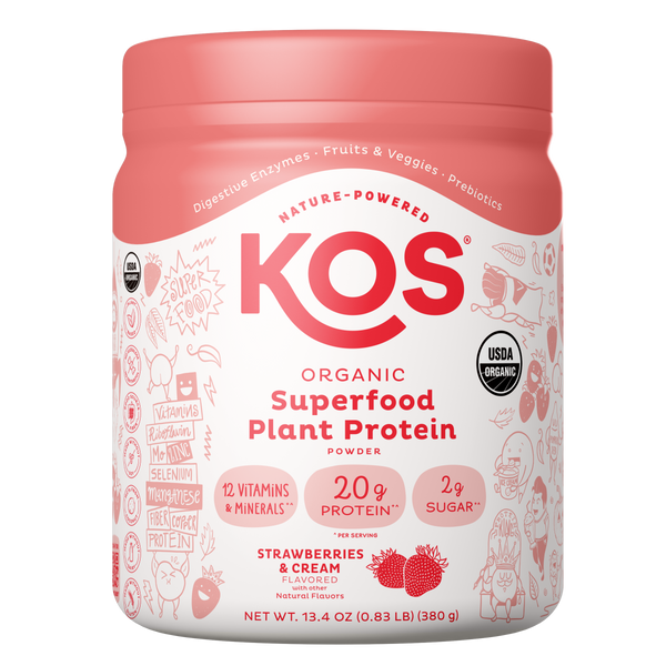 Organic Plant Based Protein Powder Strawberries & Cream Flavored, 10 Servings