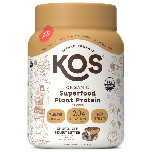 KOS Organic Plant Protein, Chocolate Peanut Butter, 15 Servings