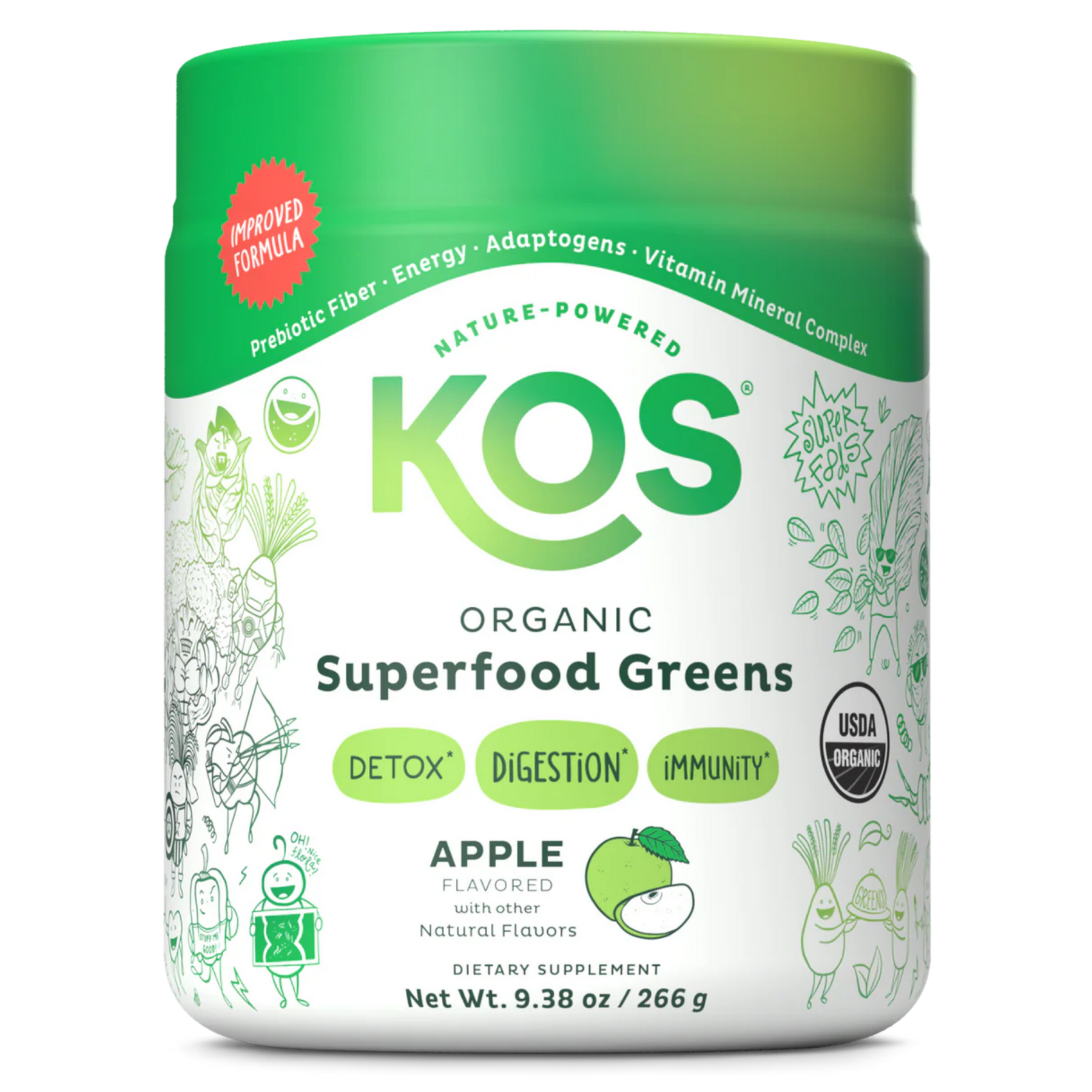 KOS Organic Superfood Greens - Apple Flavor