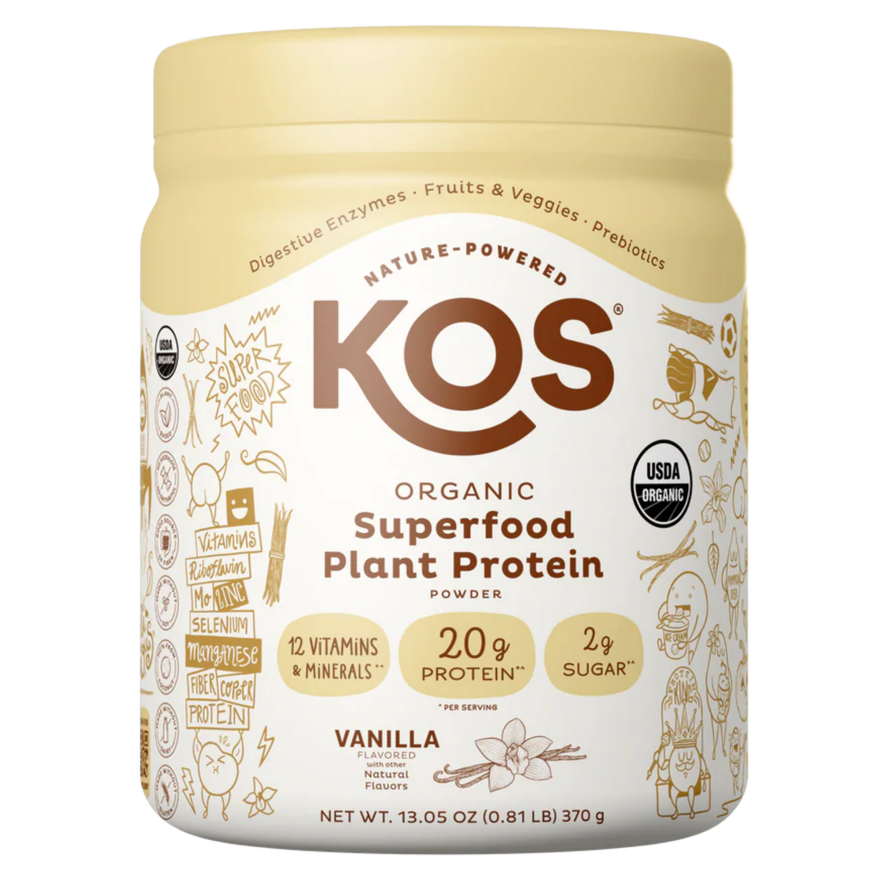 KOS Organic Plant Protein, Vanilla, 10 Servings