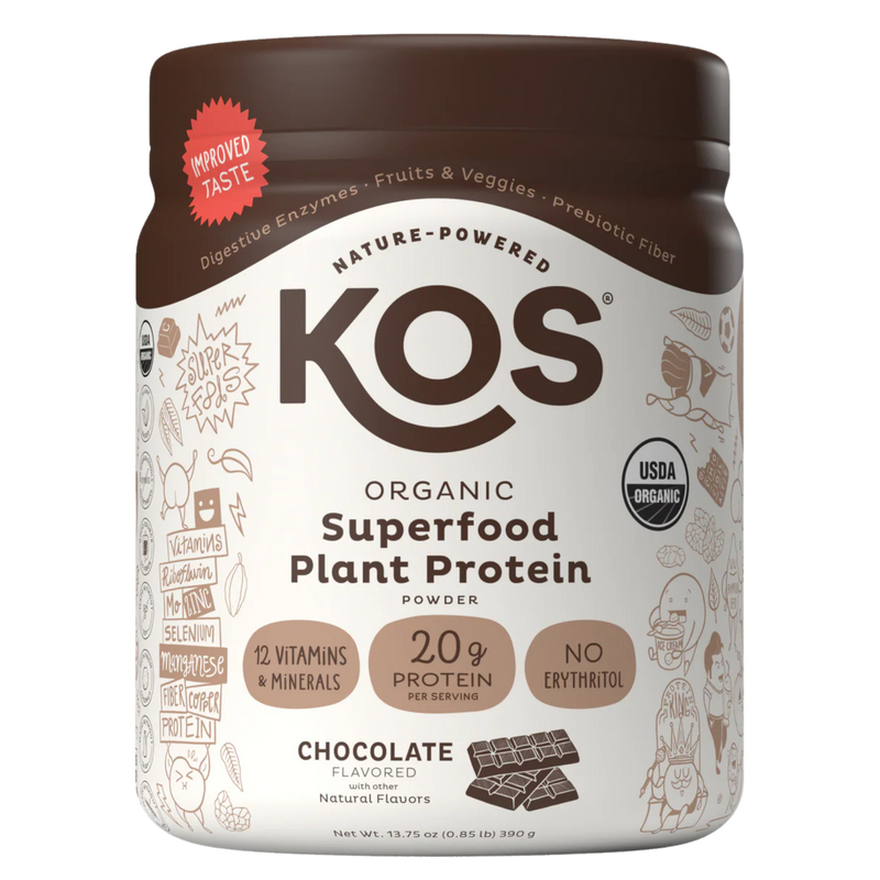 KOS Organic Plant Protein, Chocolate, 10 Servings