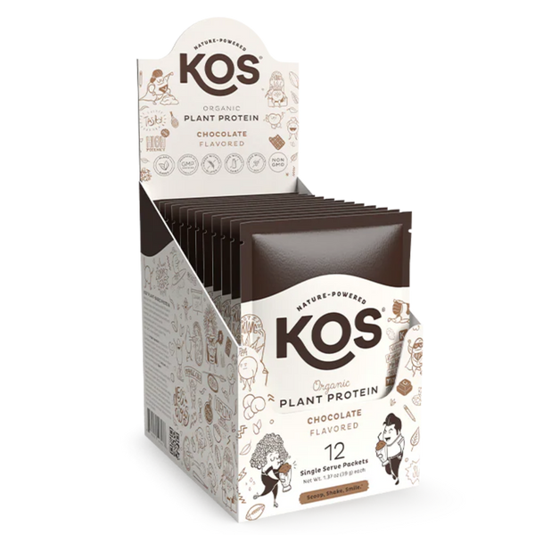 KOS Organic Plant Protein, Chocolate, 12 Count