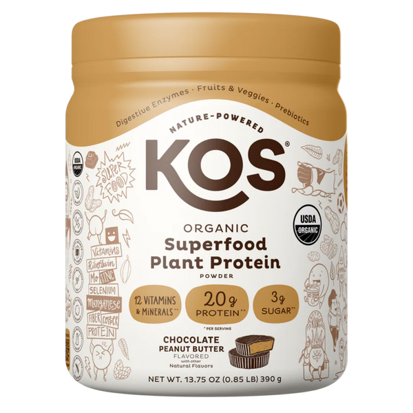 KOS Organic Plant Protein, Chocolate Peanut Butter, 10 Servings