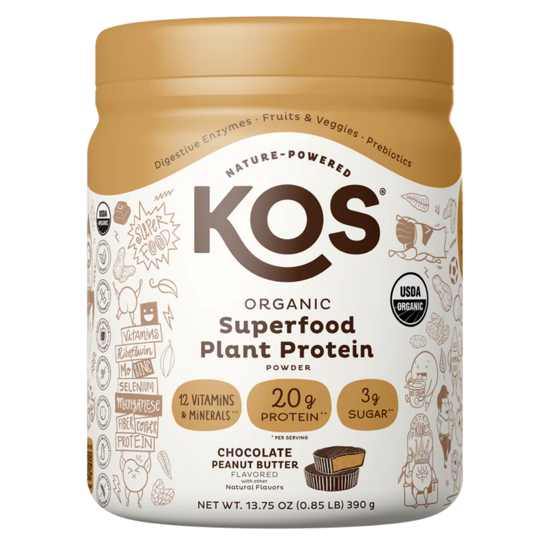 KOS Organic Plant Protein, Chocolate Peanut Butter, 10 Servings