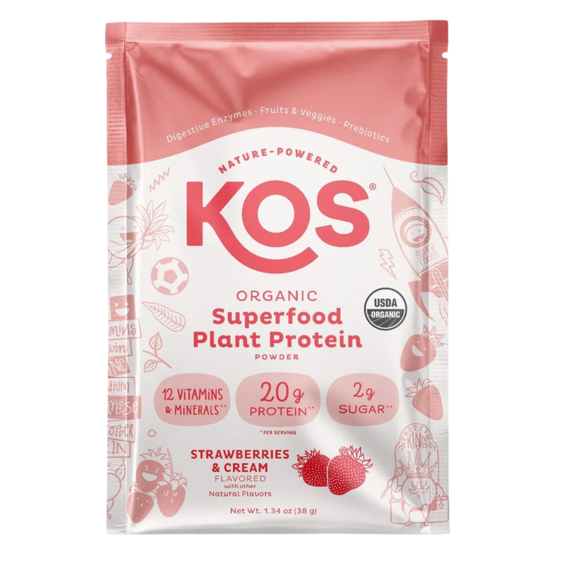 Organic Plant Protein, Strawberries & Cream, Single Serving