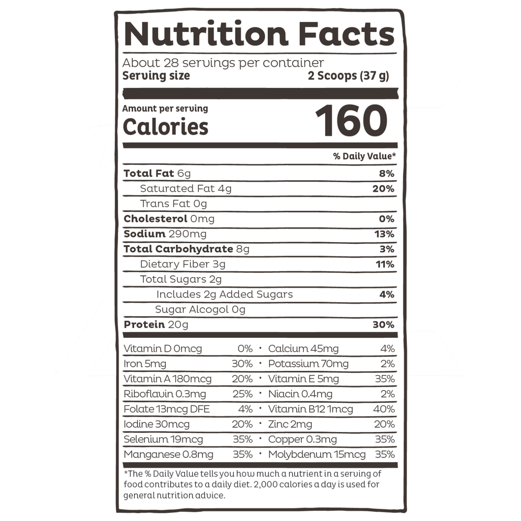 Ingredient list for Organic Plant Protein, Vanilla, 28 Servings