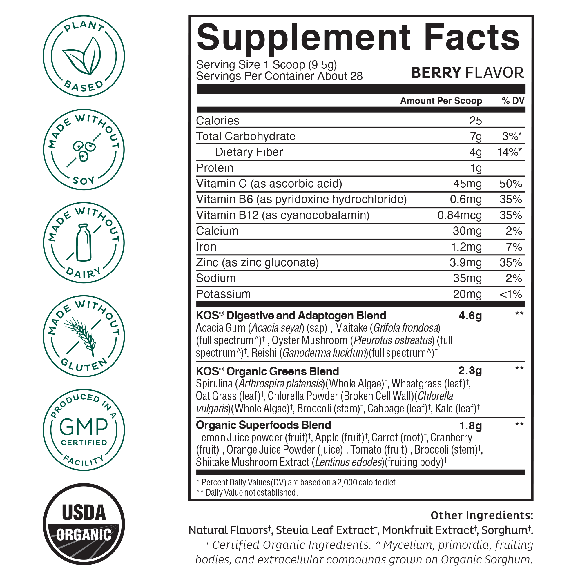 Bloom Super Greens & Superfoods Powder - Berry Flavor, 48 Servings (EXP 12/2025)
