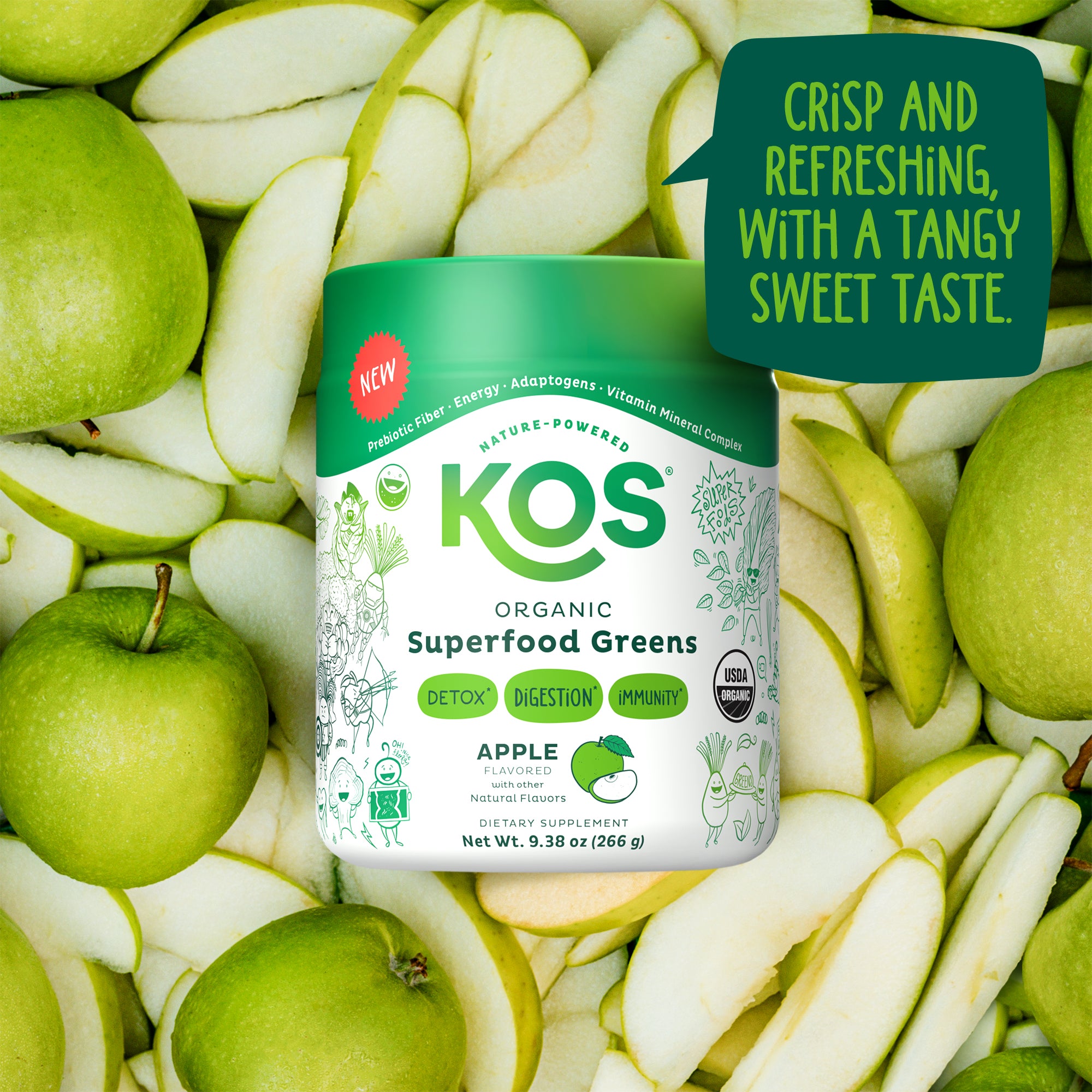 KOS Organic Superfood Greens - Apple Flavor