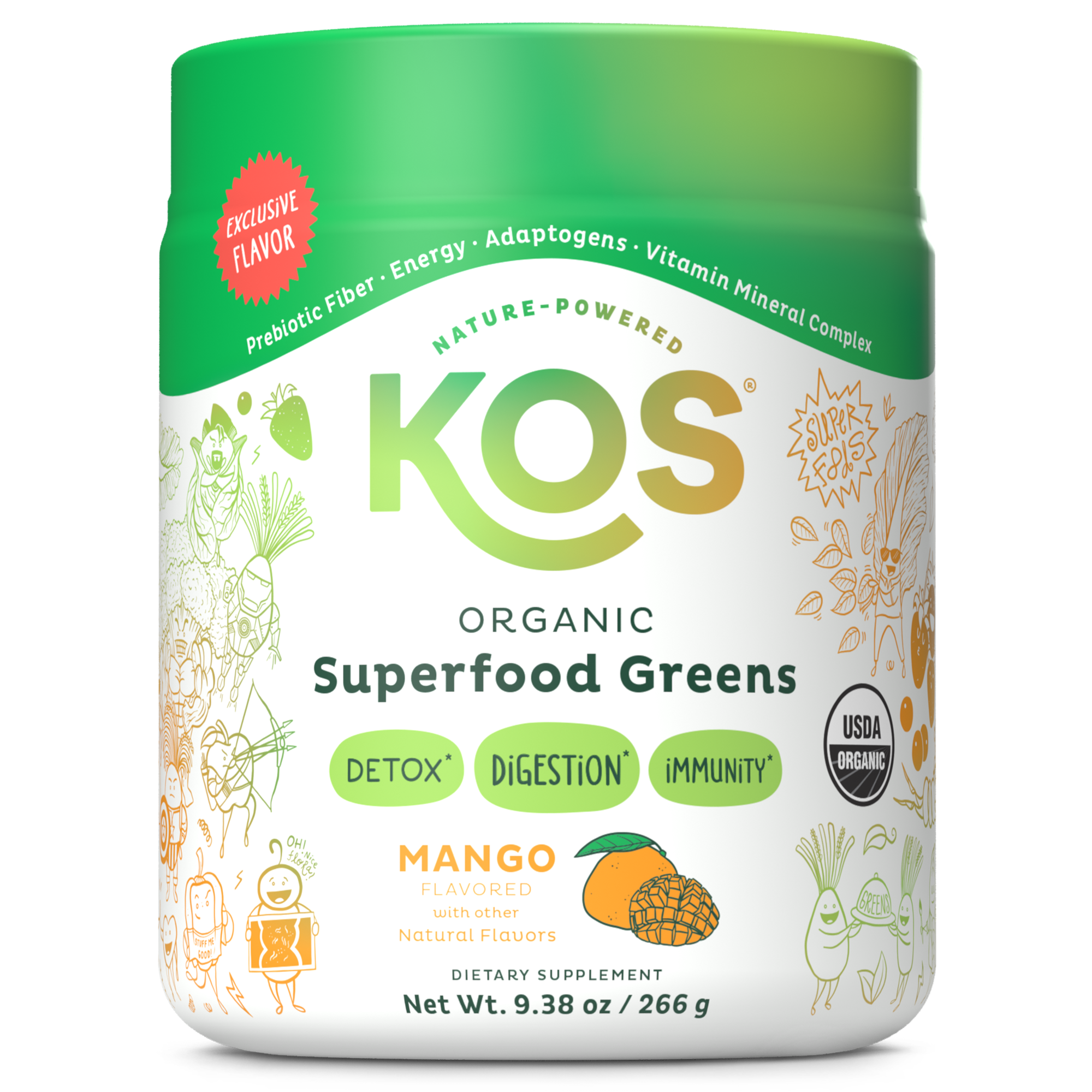 KOS Organic Superfood Greens - Mango Flavor