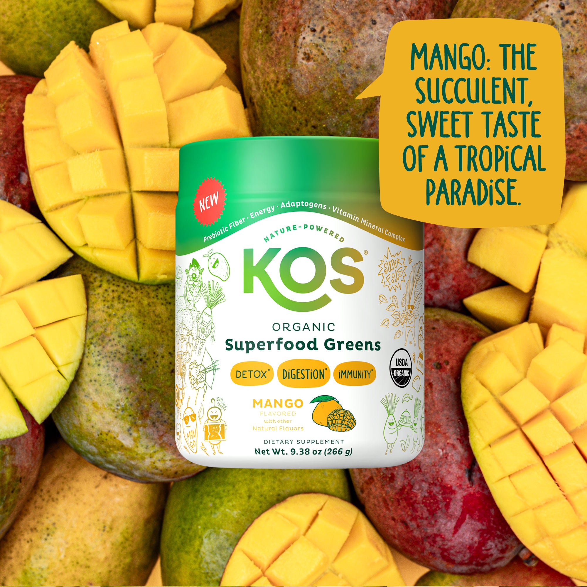 KOS Organic Superfood Greens - Mango Flavor