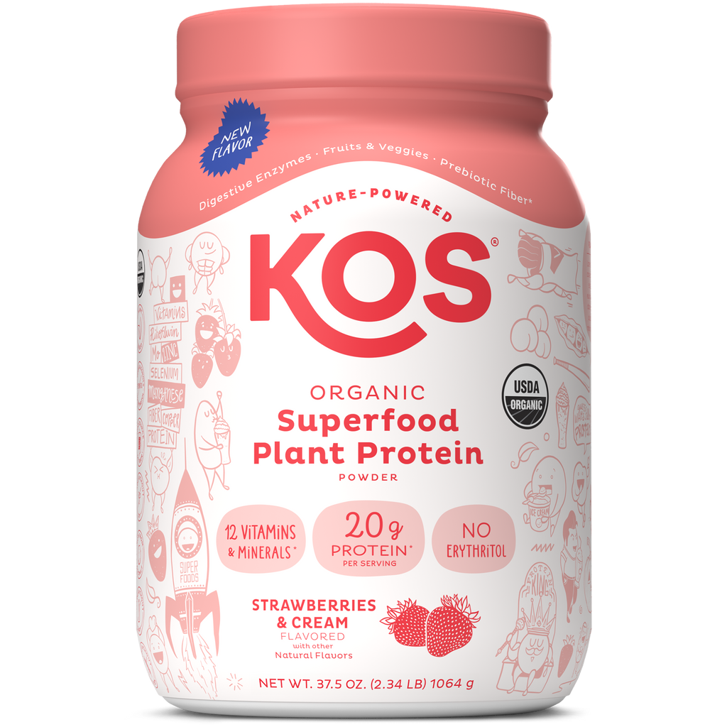 Organic Plant Based Protein Powder Strawberries & Cream Flavored, 28 Servings