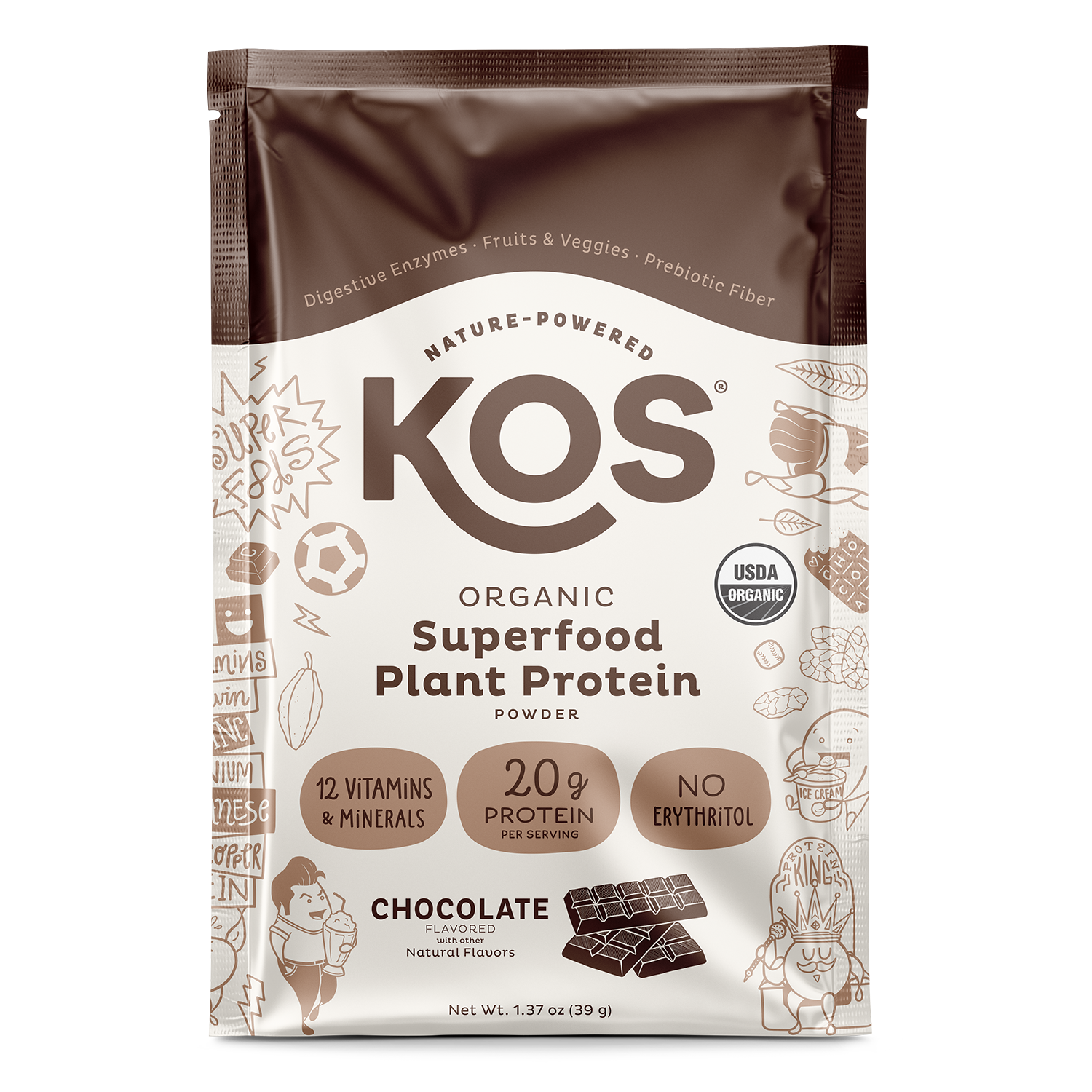 Organic Plant Protein, Chocolate, Single Serving