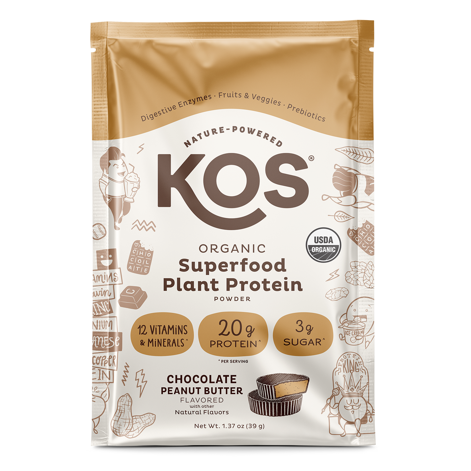Organic Plant Protein, Chocolate Peanut Butter, Single Serving