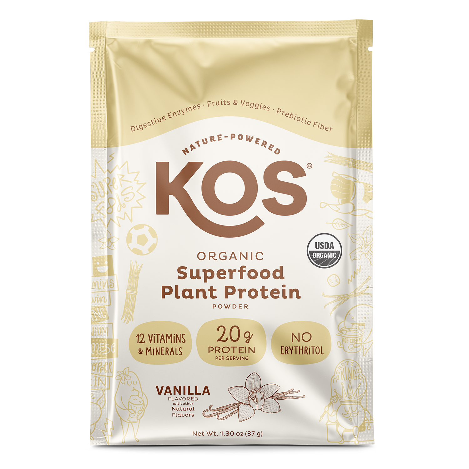 Organic Plant Protein, Vanilla, Single Serving