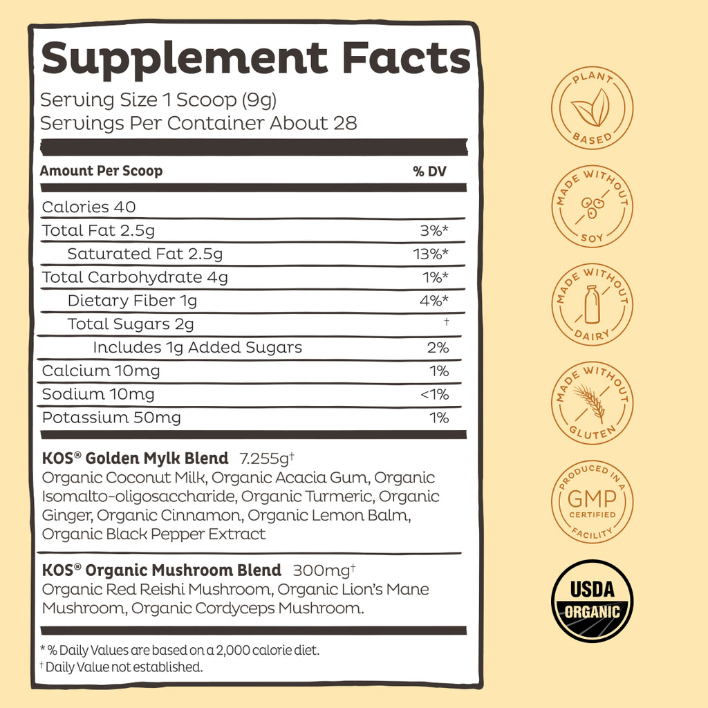 KOS A Whole Latte Gold | Golden Mylk Powder | USDA Organic | KOS.com