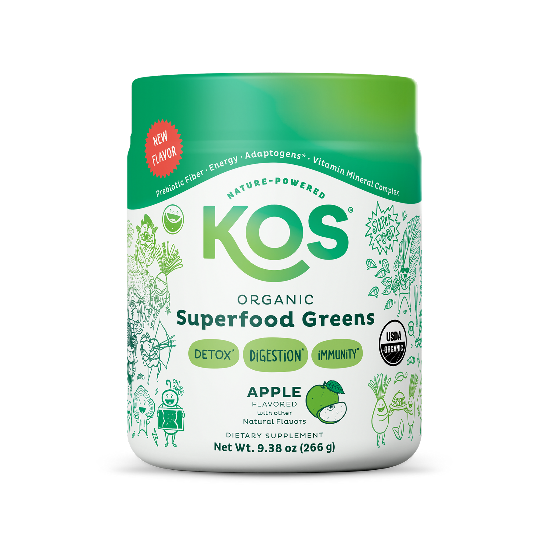 KOS Organic Superfood Greens - Apple Flavor