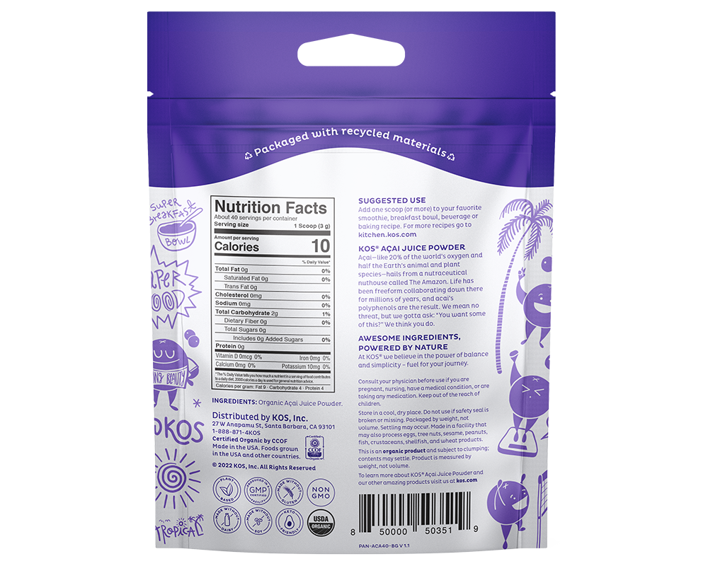 Calories in Organic Acai Berry Powder by Sevenhills Wholefoods and