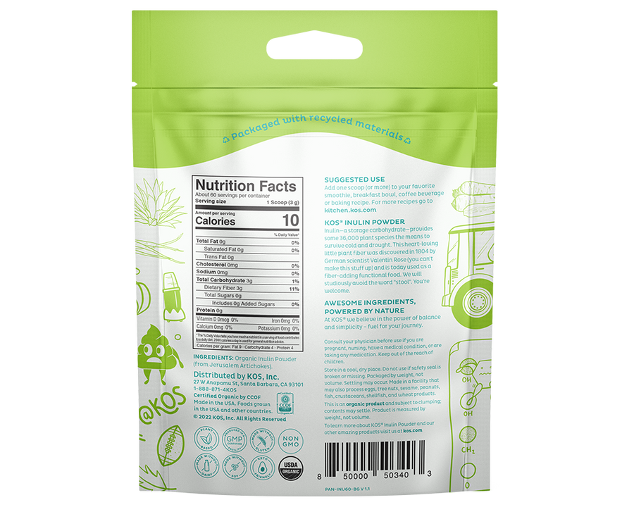 Inulin Powder Unflavored (Agave) Prebiotic USDA Organic