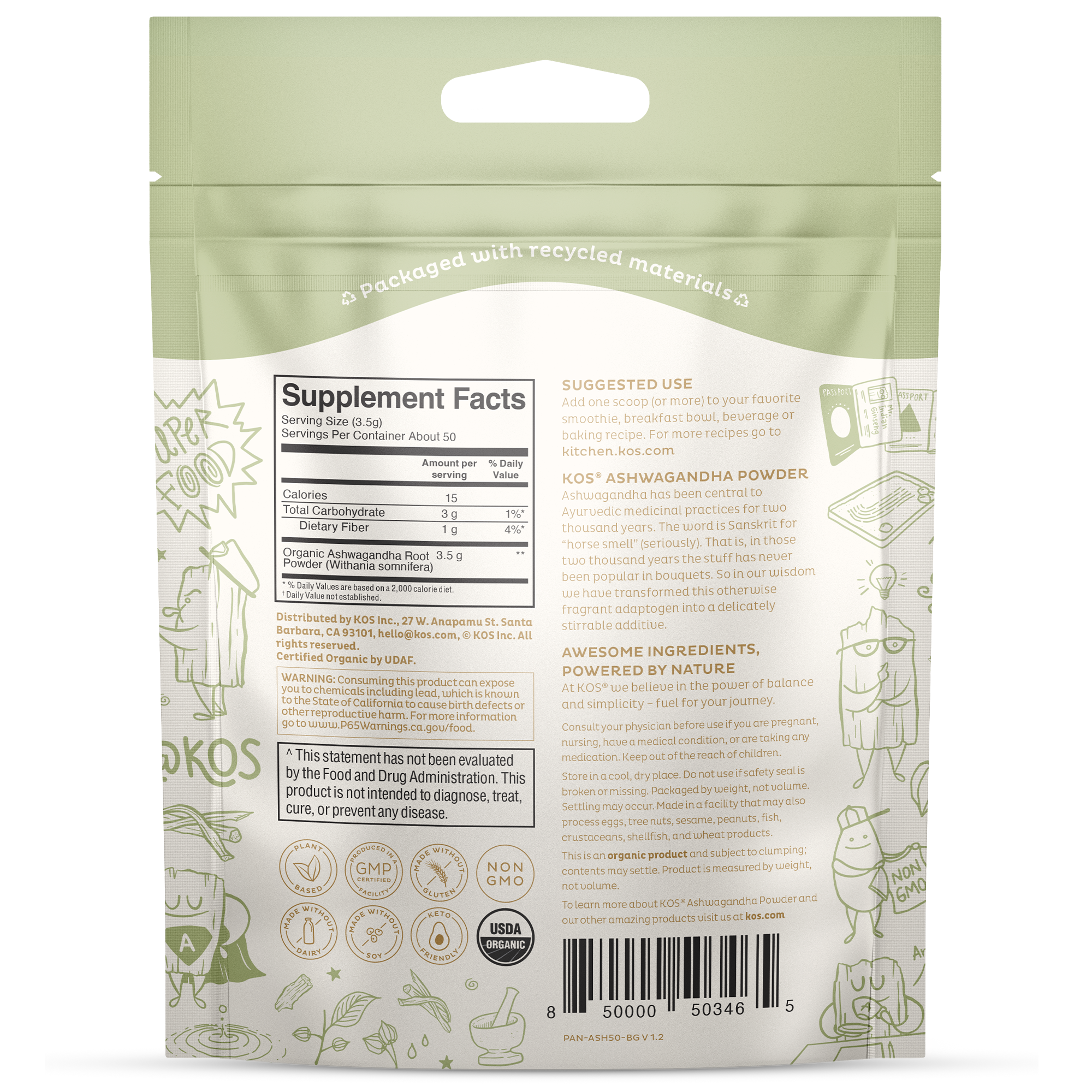 Organic Ashwagandha Powder - 50 servings