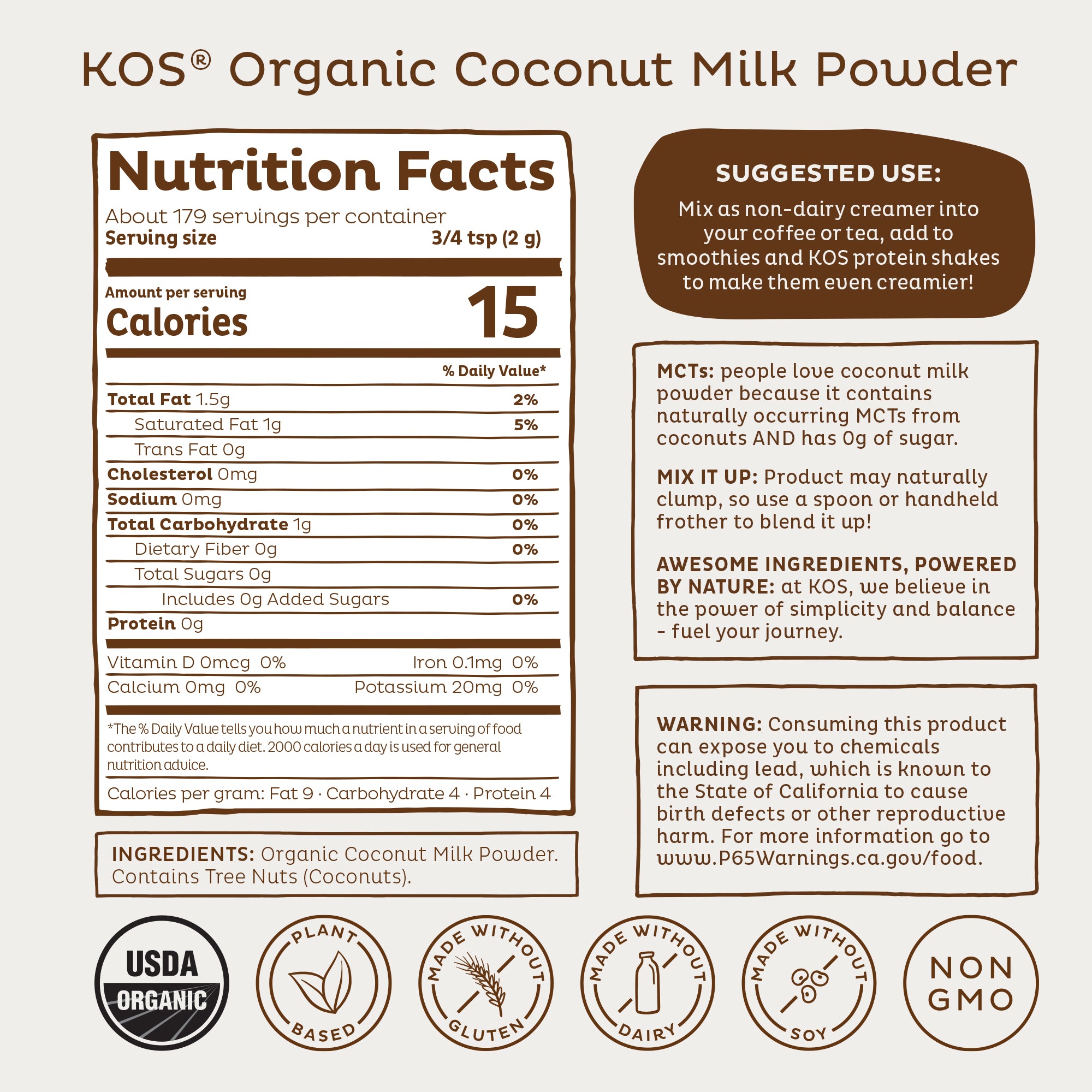 KOS Organic Coconut Milk Powder