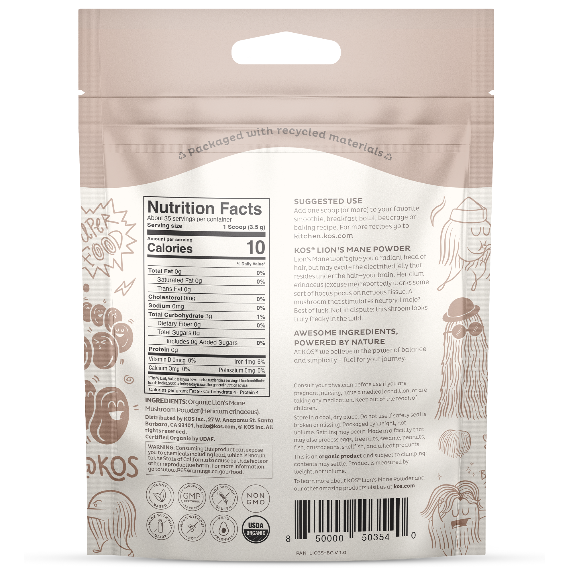 Organic Lion's Mane Powder - 35 servings