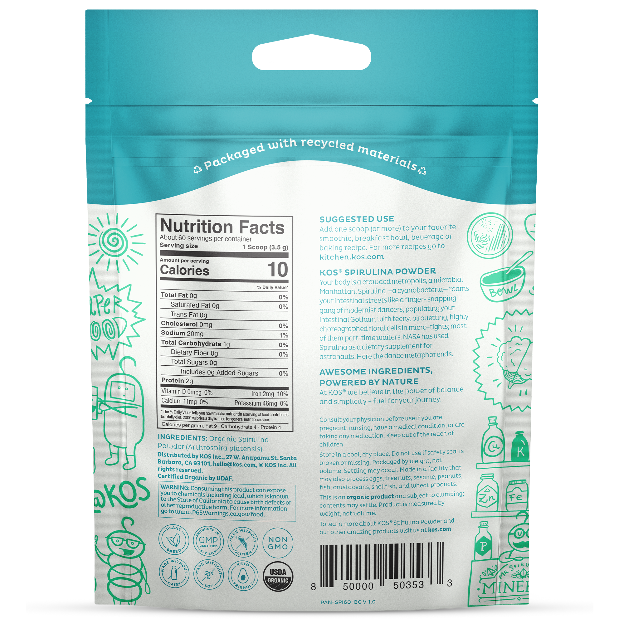 Organic Spirulina Powder - 60 servings