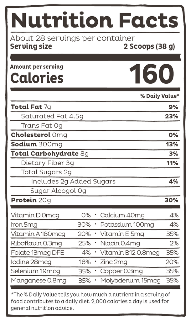 Ingredient list for Organic Plant Protein, Strawberries & Cream, 28 Servings