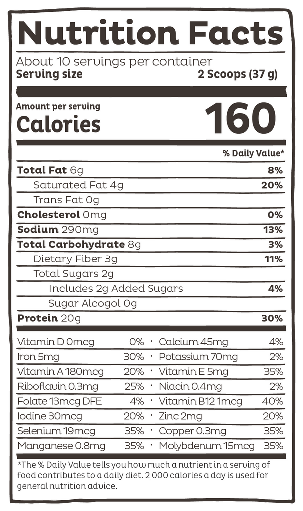 Ingredient list for KOS Organic Plant Protein, Vanilla, 10 Servings