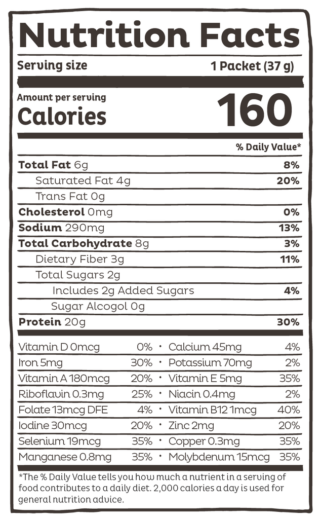 Ingredient list for Organic Plant Protein, Vanilla, Single Serving