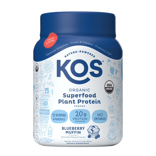 KOS Organic Plant Protein, Blueberry Muffin, 15 servings