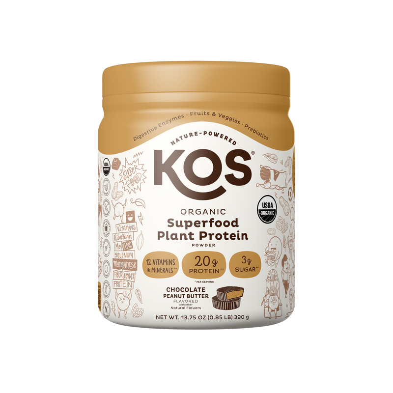 KOS Organic Plant Protein, Chocolate Peanut Butter, 10 Servings