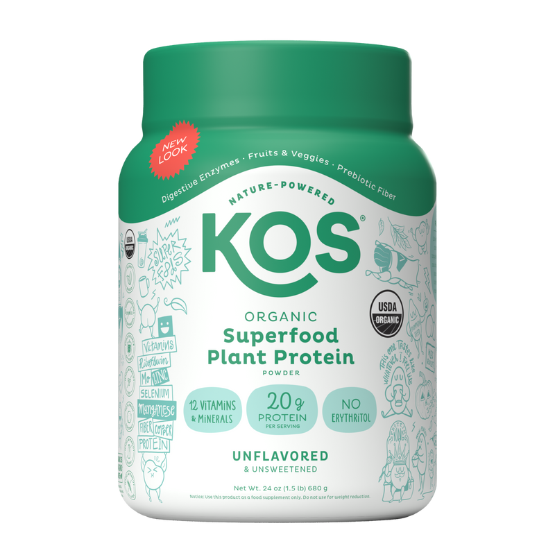 KOS Organic Plant Protein, Unflavored & Unsweetened, 20 Servings