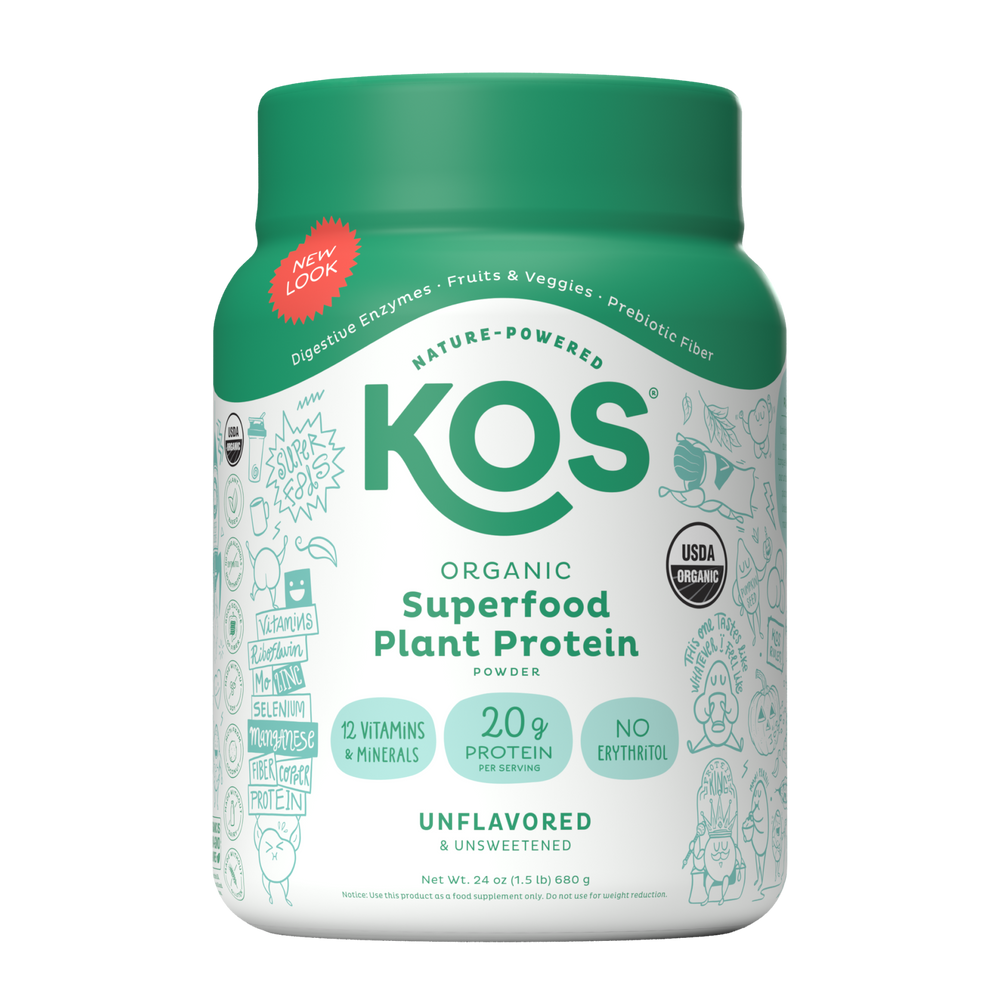 KOS Organic Plant Protein, Unflavored & Unsweetened, 20 Servings