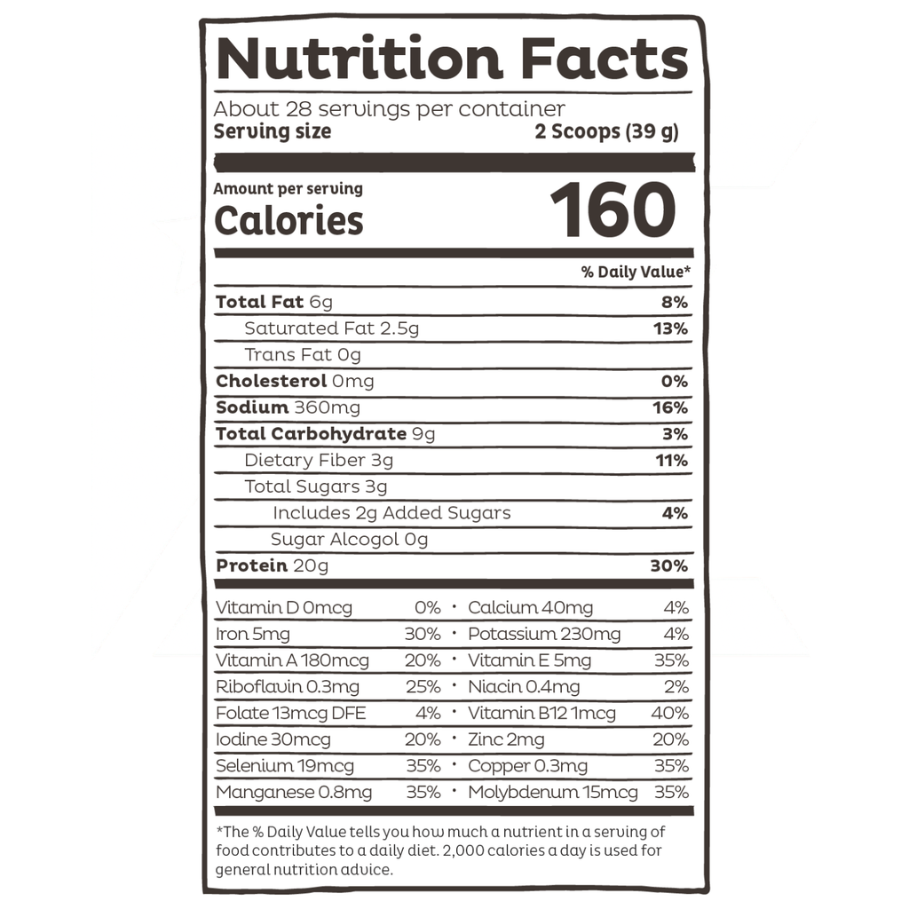 Ingredient list for Organic Plant Protein, Chocolate Peanut Butter, 28 Servings
