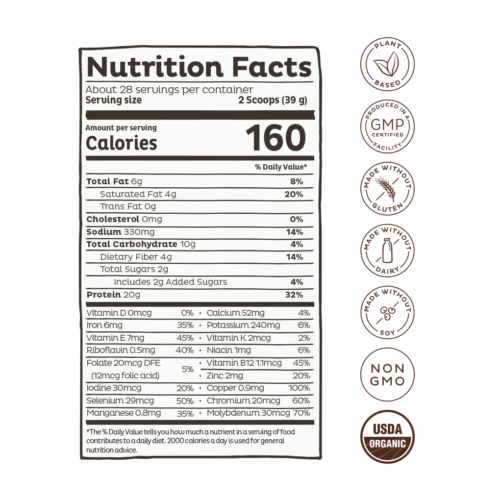KOS Organic Plant Protein, Chocolate Chip Mint, 28 Servings