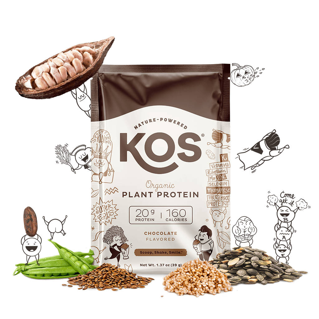 KOS Organic Plant Protein, Chocolate, Single Serving
