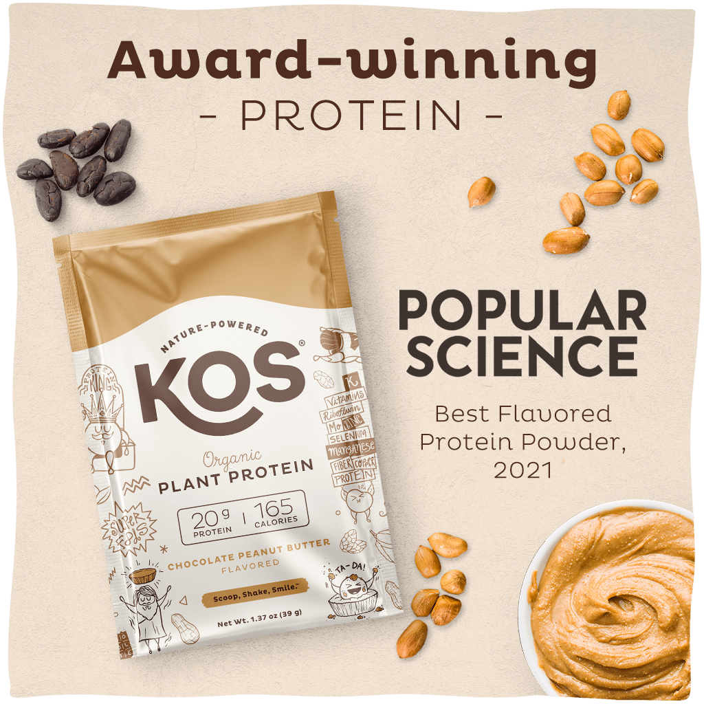 KOS Organic Plant Protein, Chocolate Peanut Butter, Single Serving