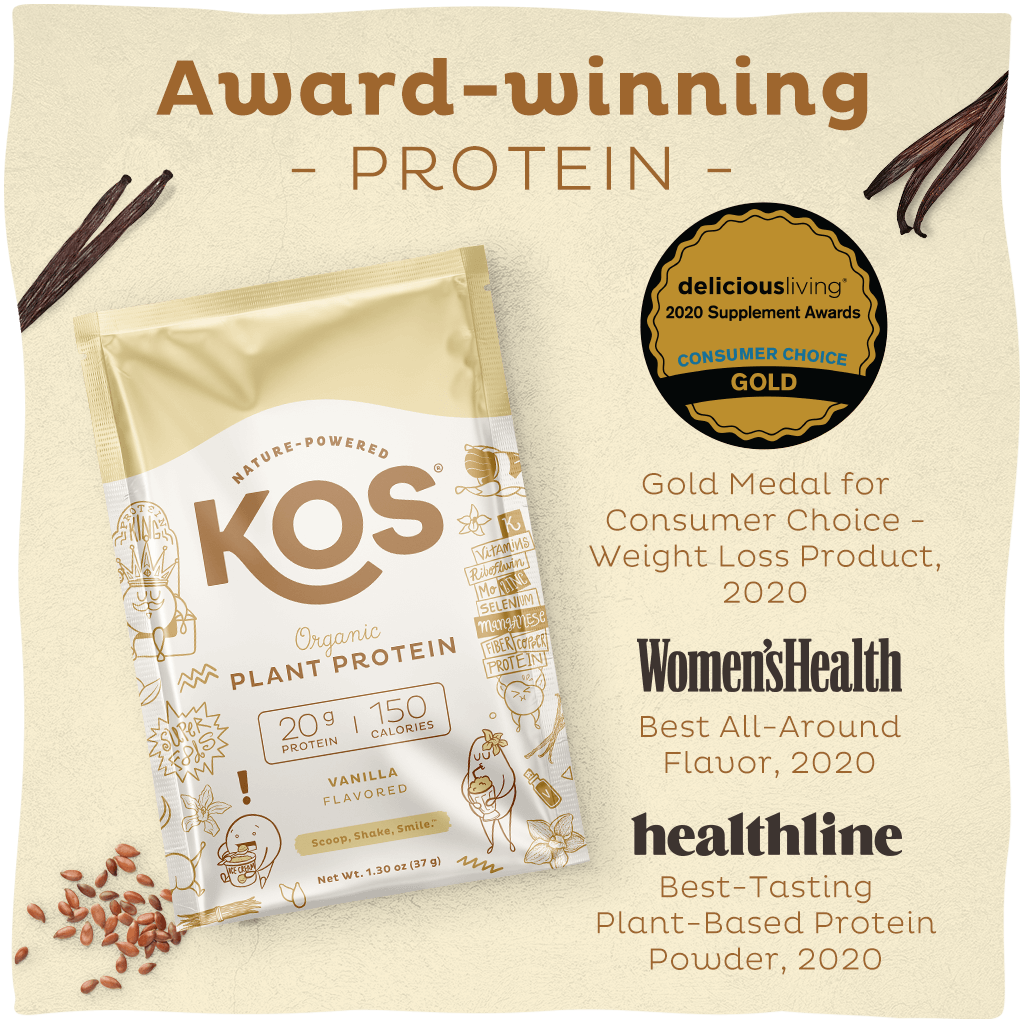 KOS Organic Plant Protein, Vanilla, Single Serving